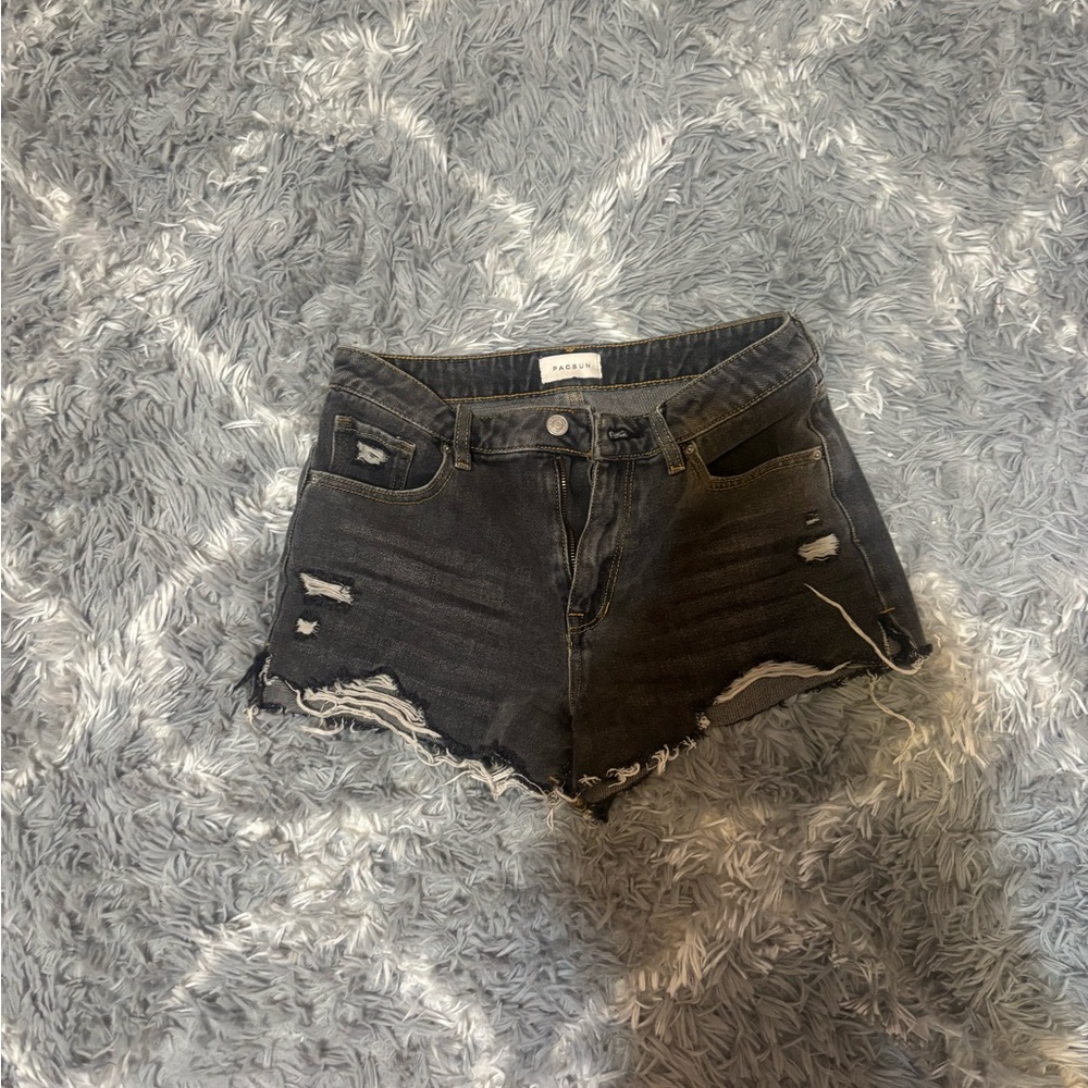 PacSun Women's Distressed Black Denim Shorts